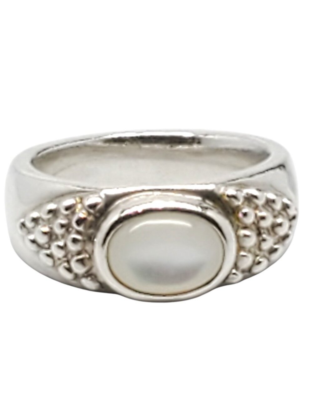 Espo Sterling Silver Milky White Oval Stone Ring Size 7 #23864